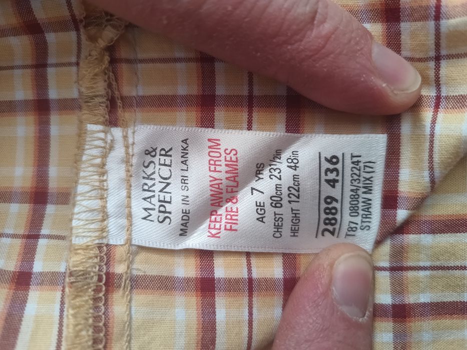 Koszula w kratę z krótkim rękawem r.122/128