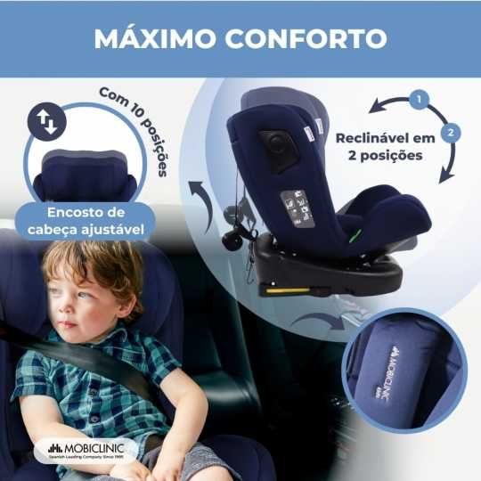 Cadeira auto, giratória 360º, Reclinável, 0-12 anos, cores Azul ou Preto