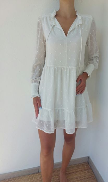 Zwiewna biała sukienka boho h&m rozmiar xs