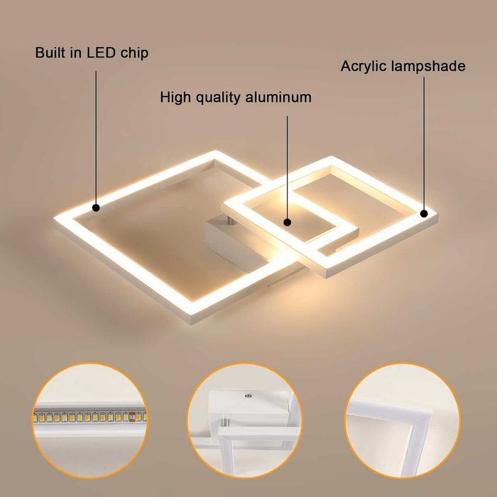 Ściemnialna lampa sufitowa LED Riserva, 34 W z pilotem