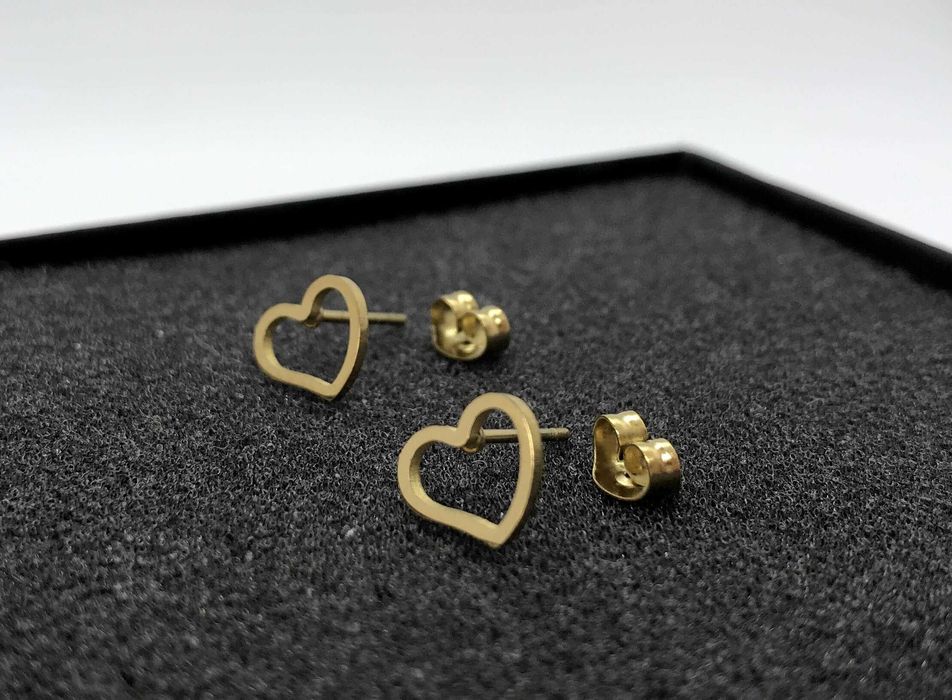 Kolczyki złote serca puste 0,8cm wkrętki stal chirurgiczna