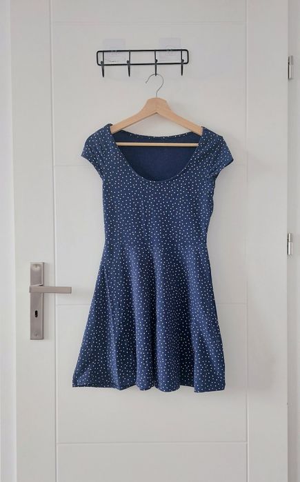 Sukienka codzienna letnia granatowa w groszki