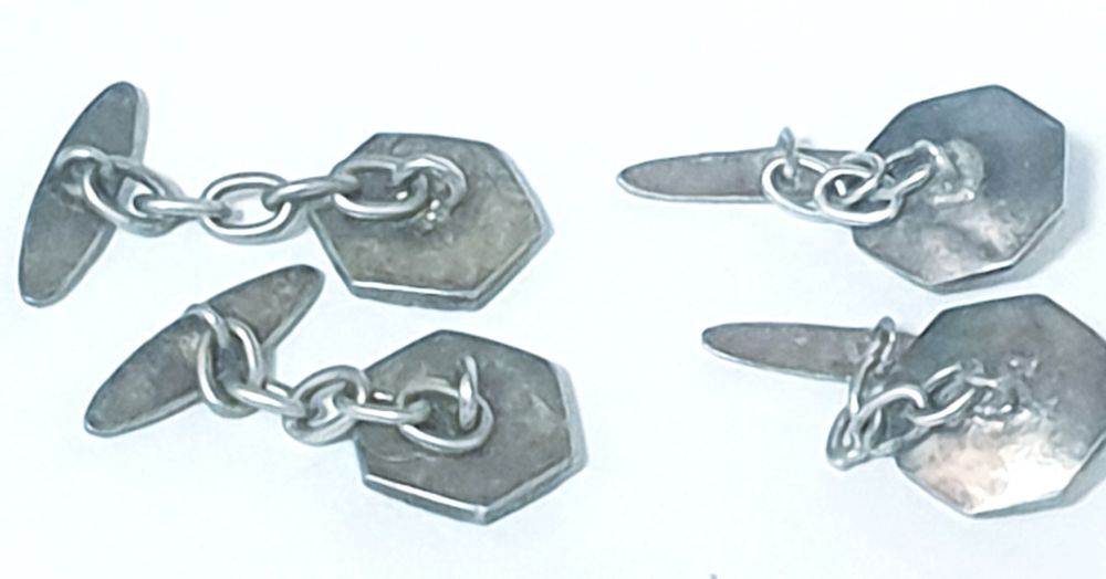 Fantásticos antigos botões de punho-prata e ouro português contrastado