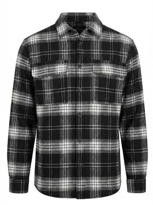 Тепла сорочка-куртка в чорно-білу клітинку (overshirt)