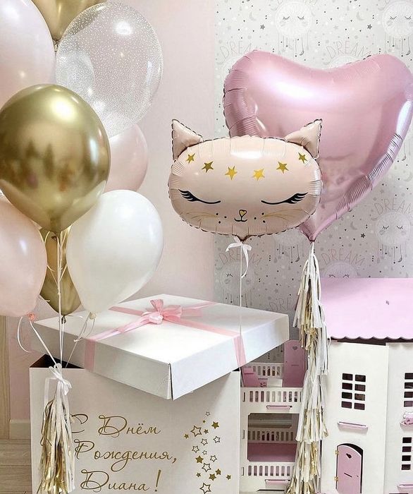 Коробка сюрприз с шарами гелевые шары воздушные шарики
