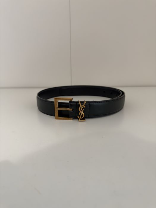 YSL Pasek Damski Czarny Złota Klamra Elegancki Premium 100 cm