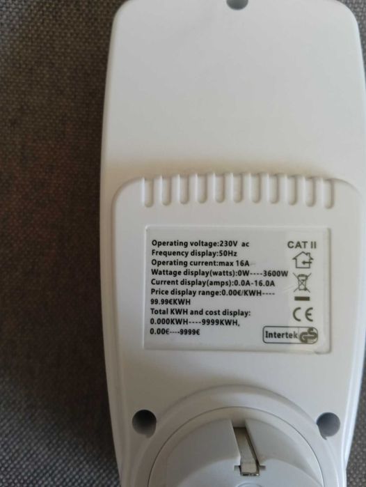 Розетка-енергометр 16a max 3600w 230v (ватметр, вольтметр, амперметр)