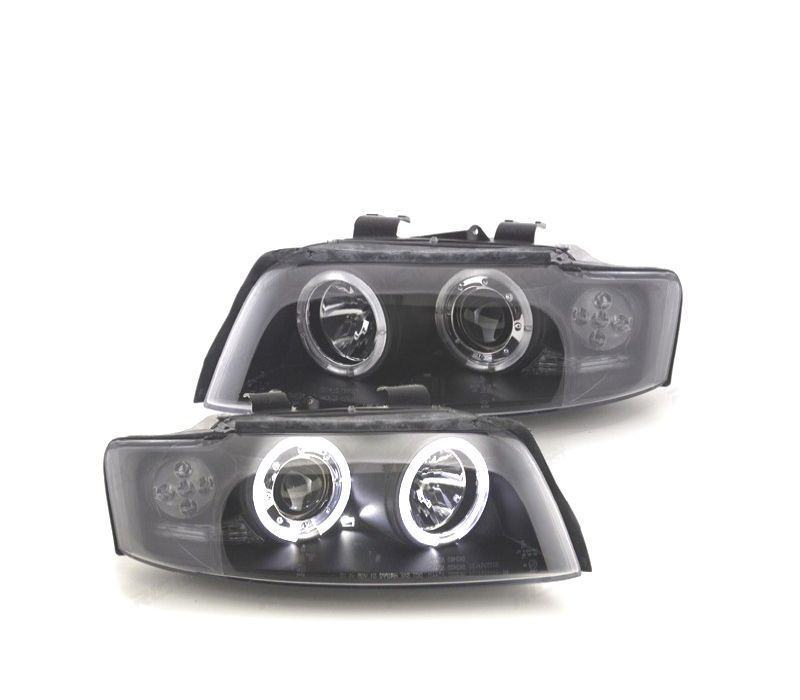FARÓIS ANGEL EYES CCFL AUDI A4 B6 01-04 FUNDO PRETO