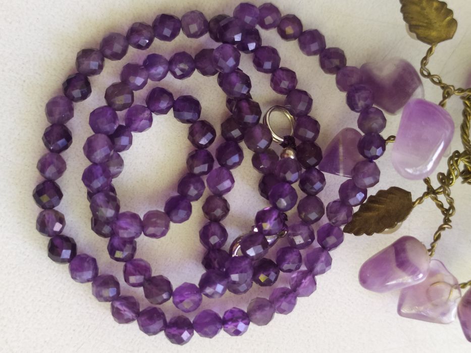 Бусы Чекер Аметист Натуральный камень