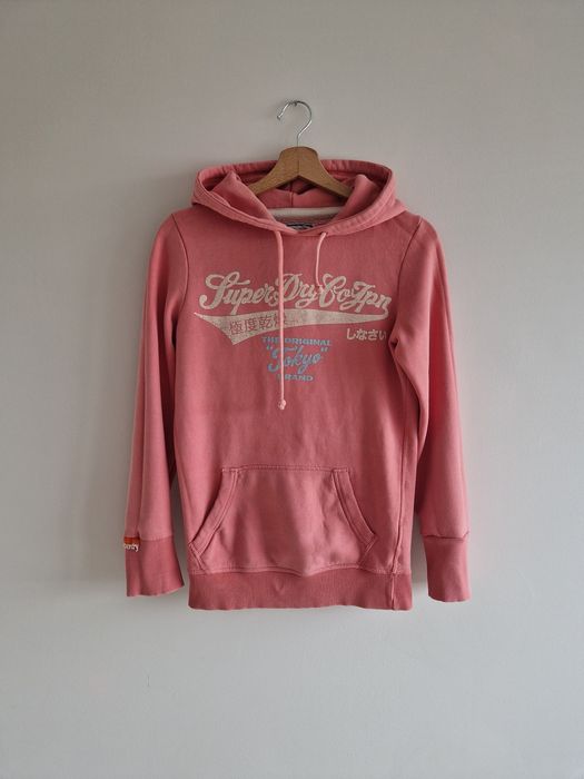 Łososiowa różowa bluza damska z kapturem kangurka Superdry XS