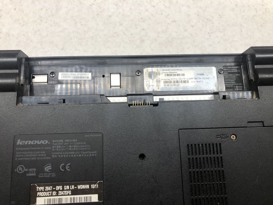 Lenovo ThinkPad SL510 2,3 Гц. SSD+ 8 Gb озу без батареи и зарядки