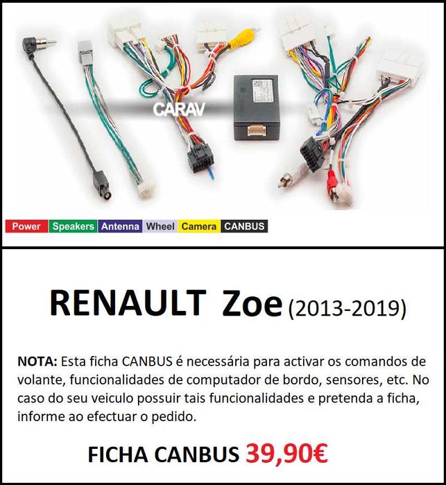 (NOVO) Rádio 2DIN 10.1" • Renault ZOE • (2013 a 2019) • Android 4+64GB