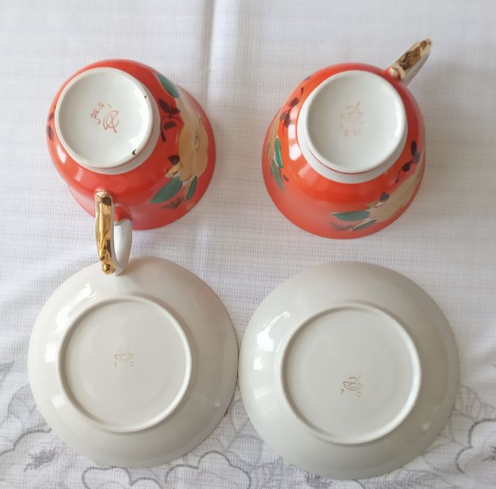 Уникальная чайная пара-гигант "Любава" ("Мальва"), объём чашки 500