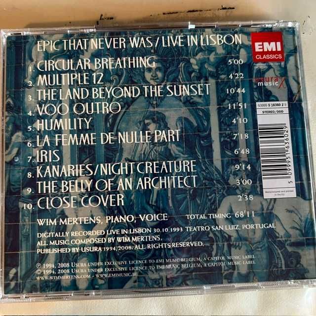 Wim Mertens: Epic That Never Was Live in Lisbon CD