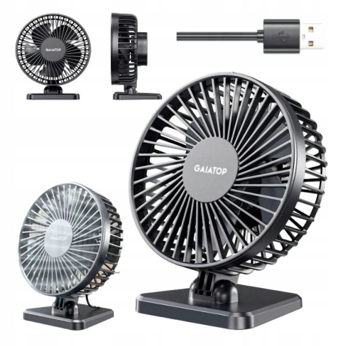 Wentylator Biurkowy USB 3 Prędkości Przenośny Cichy Regulacja