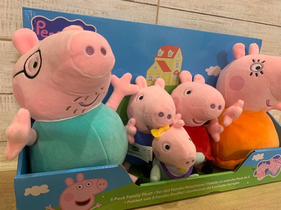 М’які фігурки Свинка Пеппа сімейний набір з 5 штук hasbro peppa pig