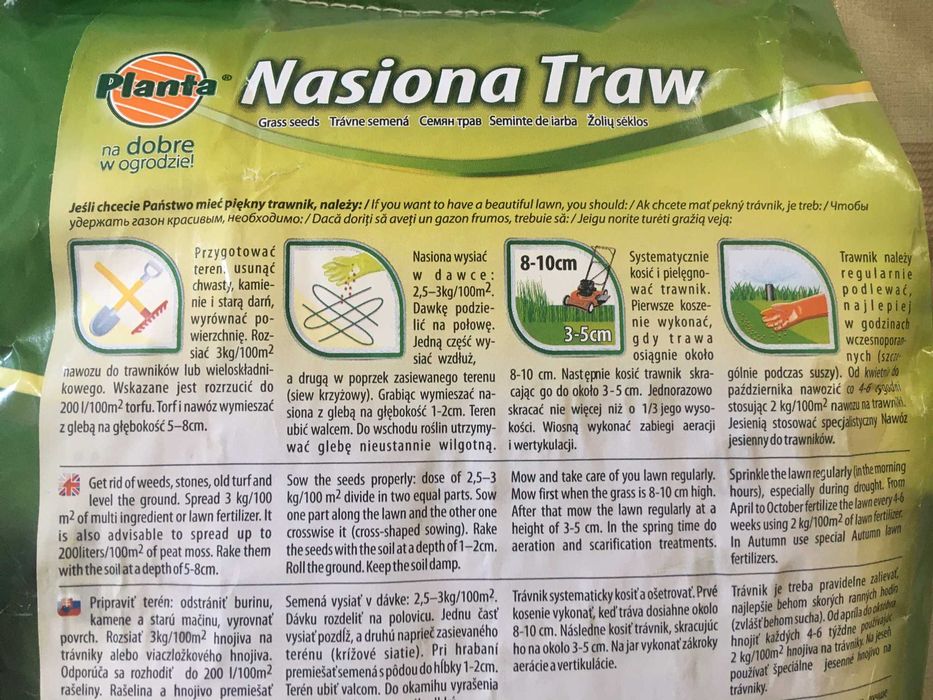 Trawa nasiona Planta 5 kg Trawnik wolno rosnący 200 m kw.