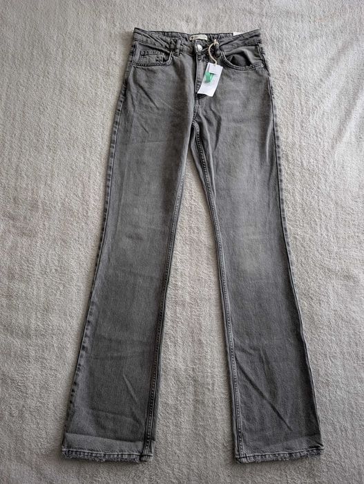 Nowe szare strzępione spodnie jeansowe jeansy dzwony Perfect Jeans 38