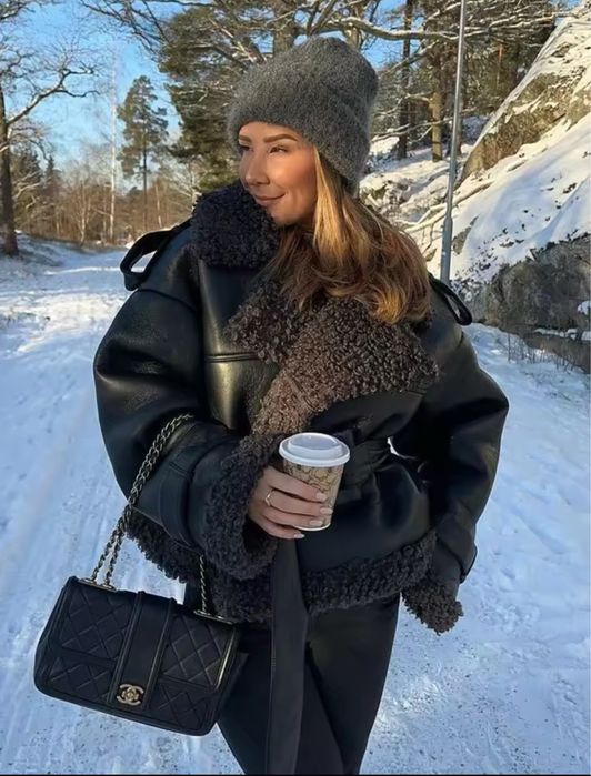 Вінтажна дублянка куртка демі, С розмір