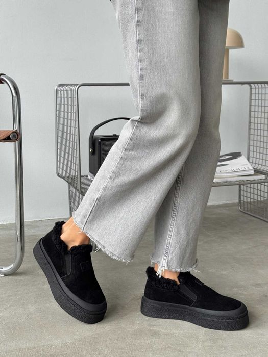 Зимові чорні і шоколадні лофери з хутром, ботинки зимние лоферы 36-41р