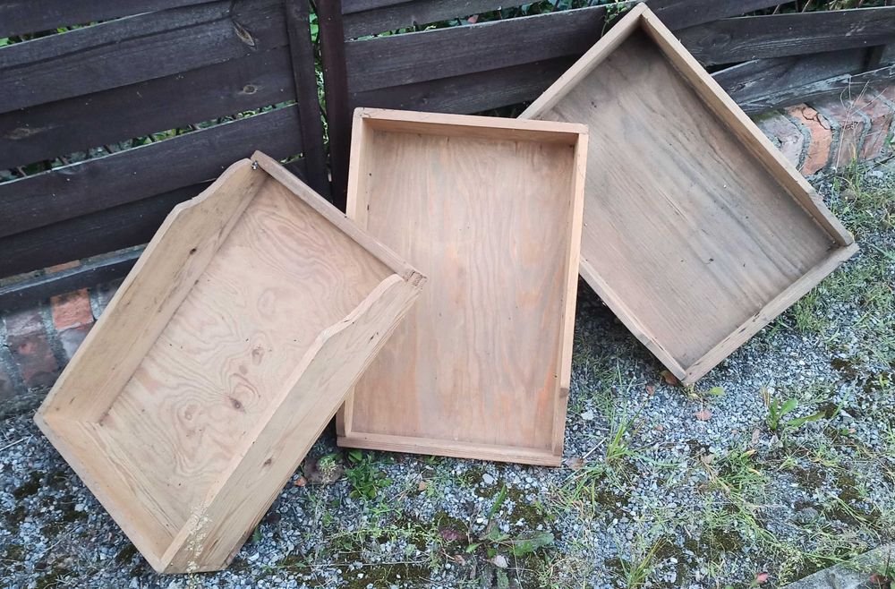 Drewniane skrzynki szuflady z drewna 3 sztuki