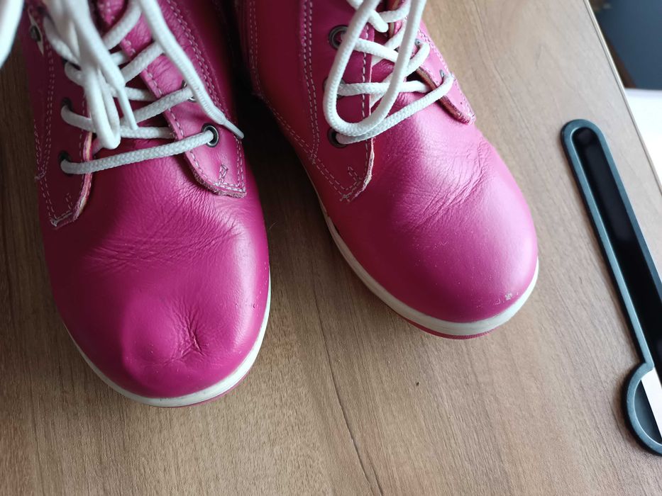 Dziecięce dziewczęce zimowe skórzane botki Buty Hasby 2222A