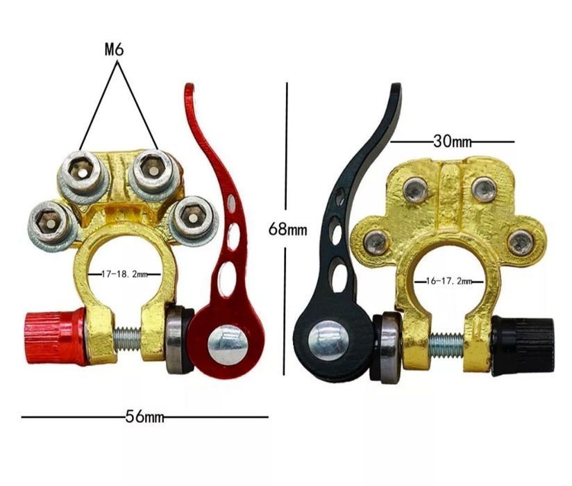 Terminais Bateria 12V Universal - Aperto Rápido + terminais