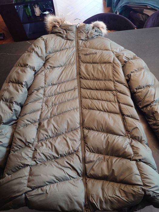 Piękny płaszcz damski Marmot Montreal coat oliwkowo-szary