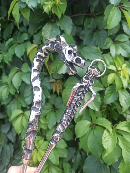 Кована кочерга для каміну, мангалу, печі з нержавіючої сталі, Дракон