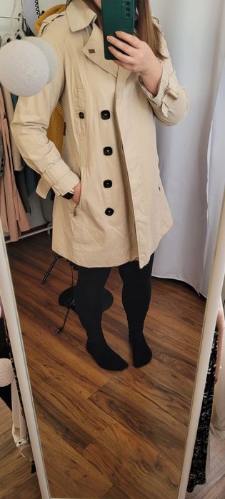 Zara M płaszcz 38 camel nude cielisty trencz
