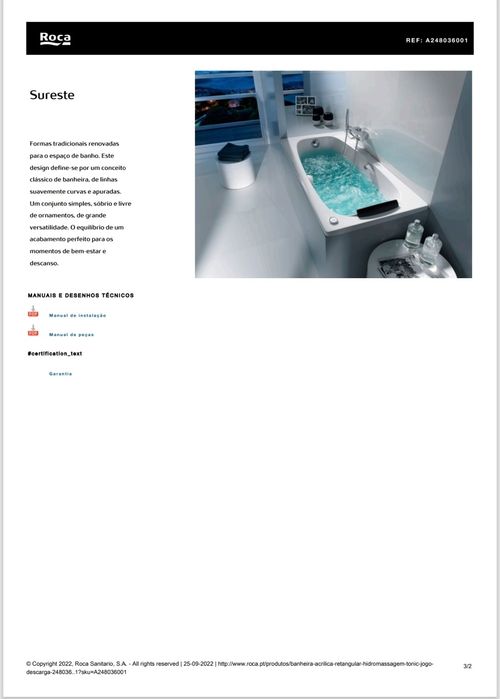Banheira de hidromassagem nova - Roca