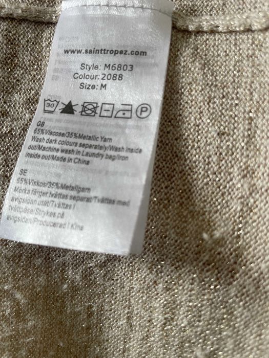 Złota cienka letnia lekka obcisła sukienka M 38 Saint Tropez