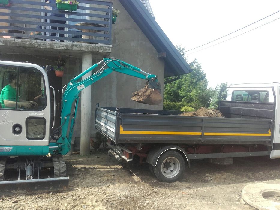 Usługi koparkoładowarką, koparka obrotową, minikoparką, przyłącza wod-