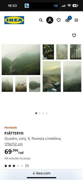 PJÄTTERYD Quadro, conj. 9, 179x112 cm  arte fotográfica