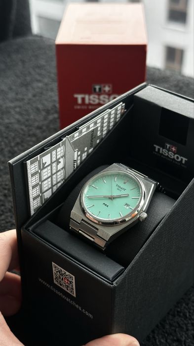 Zegarek Tissot PRX – turkusowa tarcza | klasyk | używany