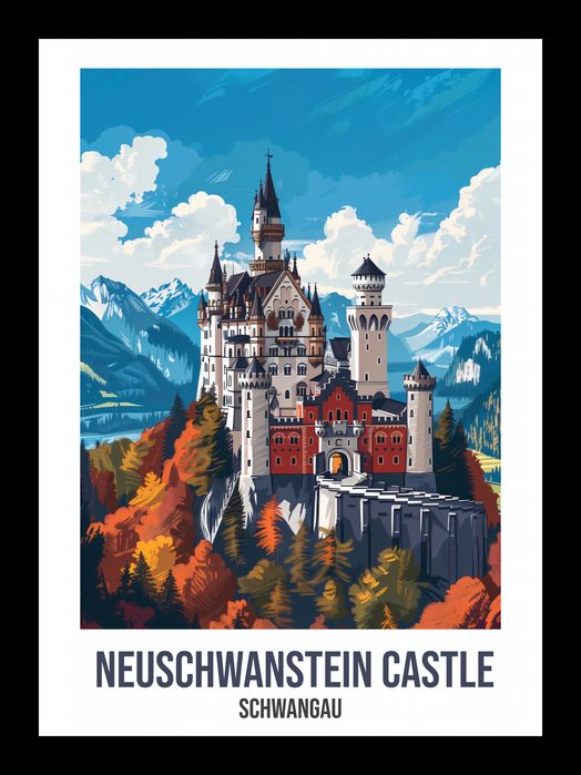 Plakat 13x18cm Neuschwanstein Castle, Schwangau