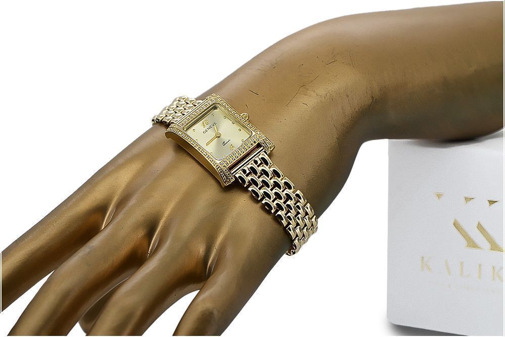 Złoty zegarek z bransoletą damską 14k Geneve lw002ydg&lbw004y Poznań