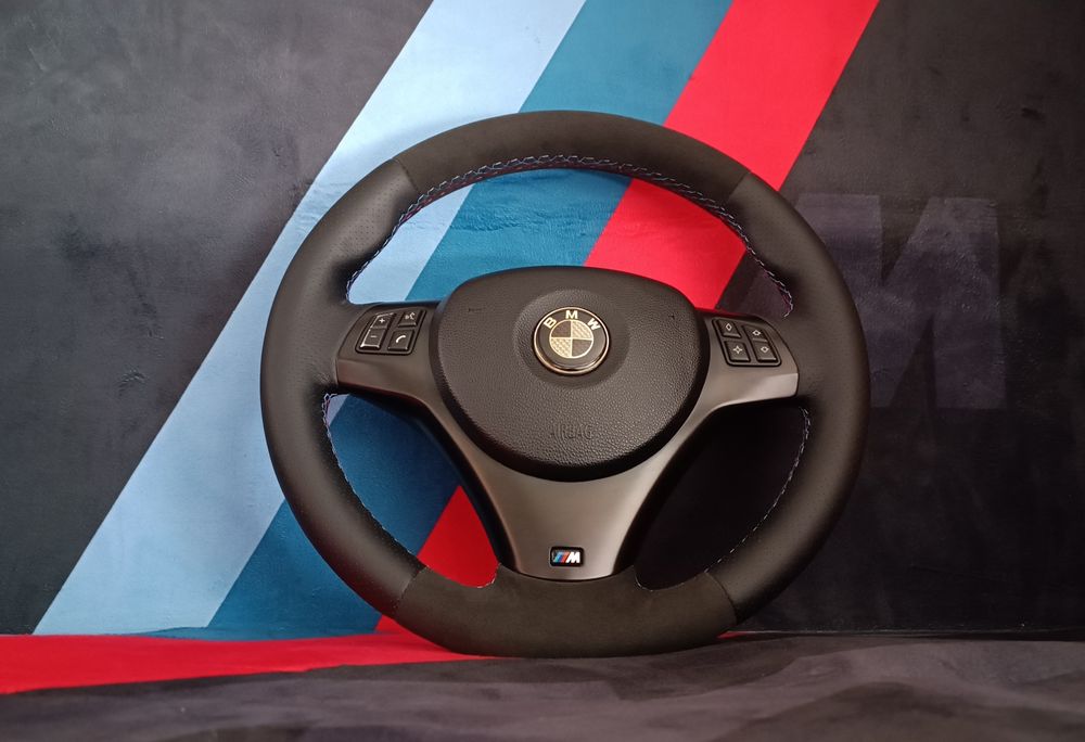 Volante bmw Pack m personalizado Alcântara Pele perfurada linhas M