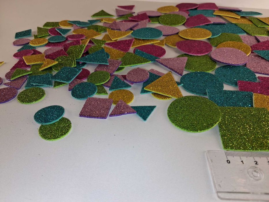 Y043 Zestaw Naklejki Brokatowe Piankowe Kształty Geometryczne DIY