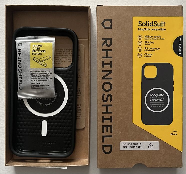 Etui RhinoShield SolidSuit MagSafe iPhone 15 Pro nowe czarne