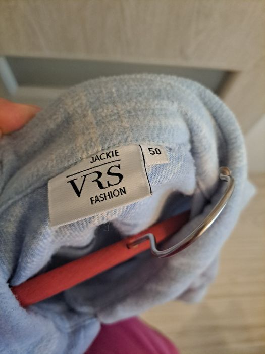 Koszula długa damska kurtka krata baby blue 48 50 plus size płaszczyk