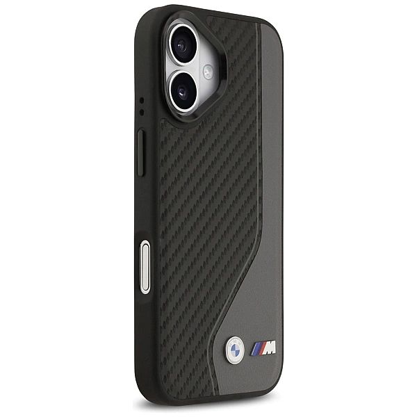 Etui BMW M Carbon Logo MagSafe na iPhone 17 - czarno-szare