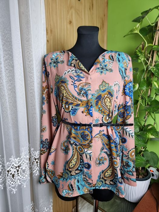 Koszula długi rękaw paisley boho Vila M 38 zwiewna elegancka romantycz
