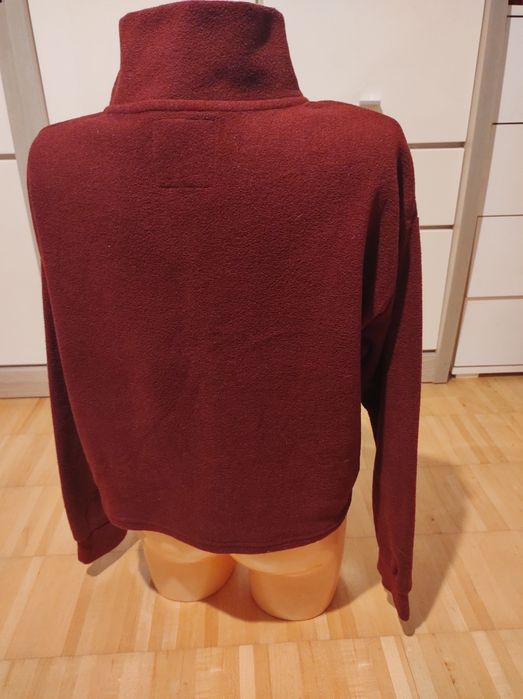 Bluza polarowa krótka oversize burgund