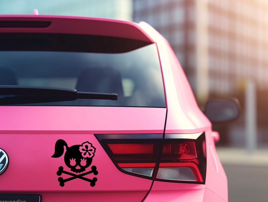Naklejka LADY SKULL - na laptopa, zderzak, lusterko, szybę
