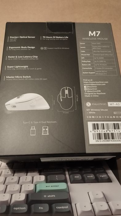 Mysz bezprzewodowa Keychron M7 A24 PixArt 3950 8K
