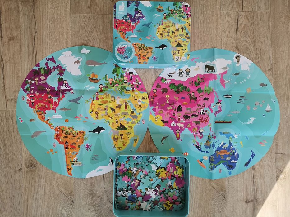 Puzzle dwustronne w walizce Janod "Błękitna planeta"