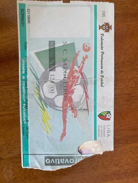 lote de 4 bilhetes ano 2002 jogos Sporting
