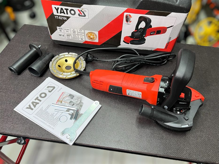 Шлифмашина по бетону YATO YT-82164 + чашка - 1400 Вт, регулировка