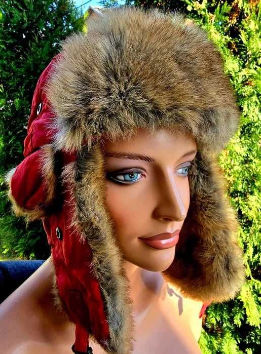 Modna zimowa czapka uszatka damska ocieplana Wyprzedaż !